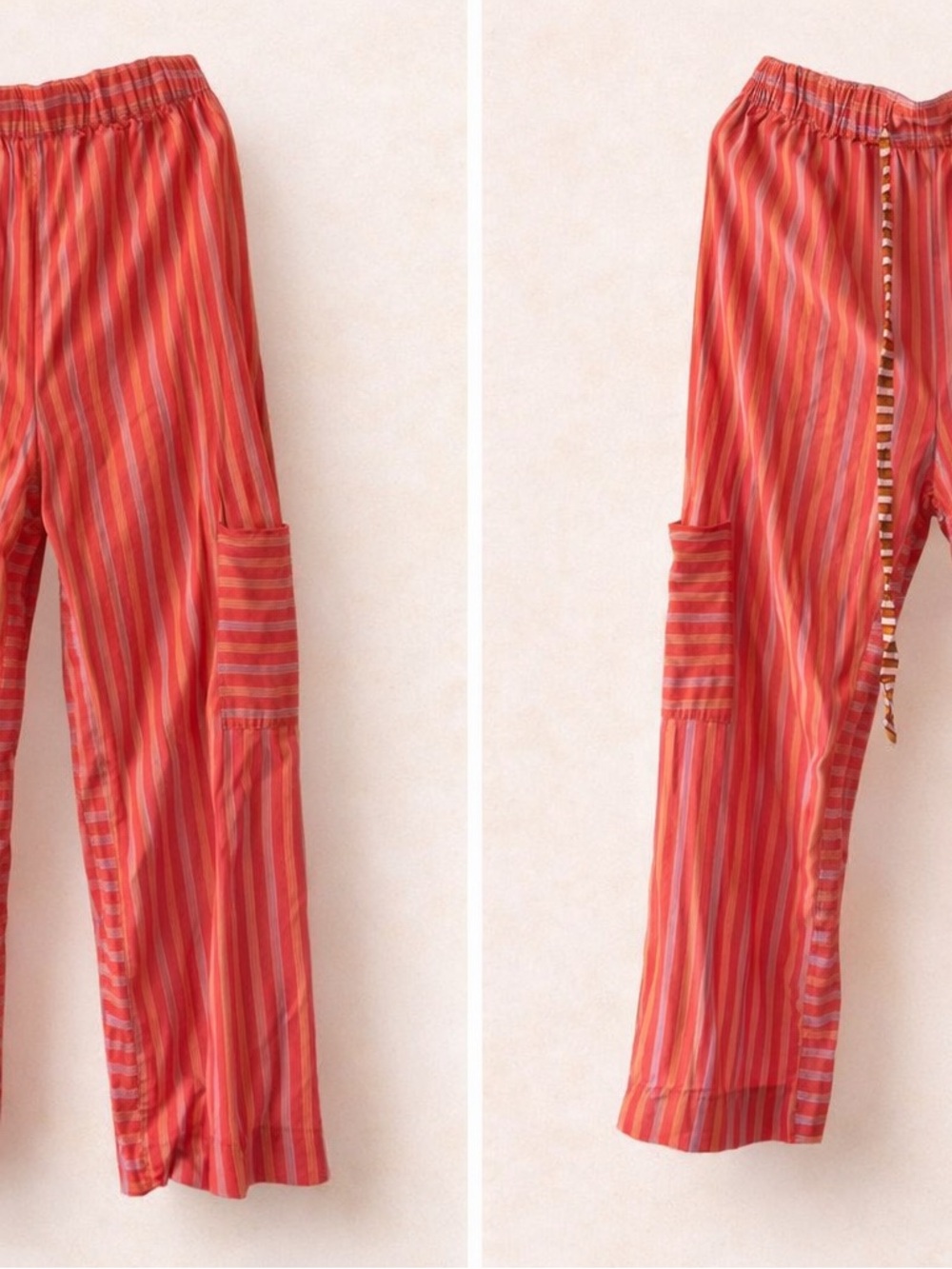SHEIN Red & Orange Striped Wide Leg Cargo Pants
